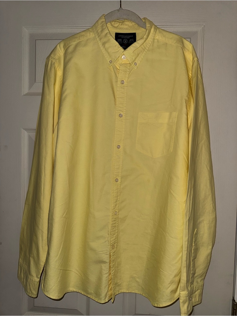 American Eagle Men’s XL Slim Fit Yellow Oxford Button Down Shirt 100% Cotton
